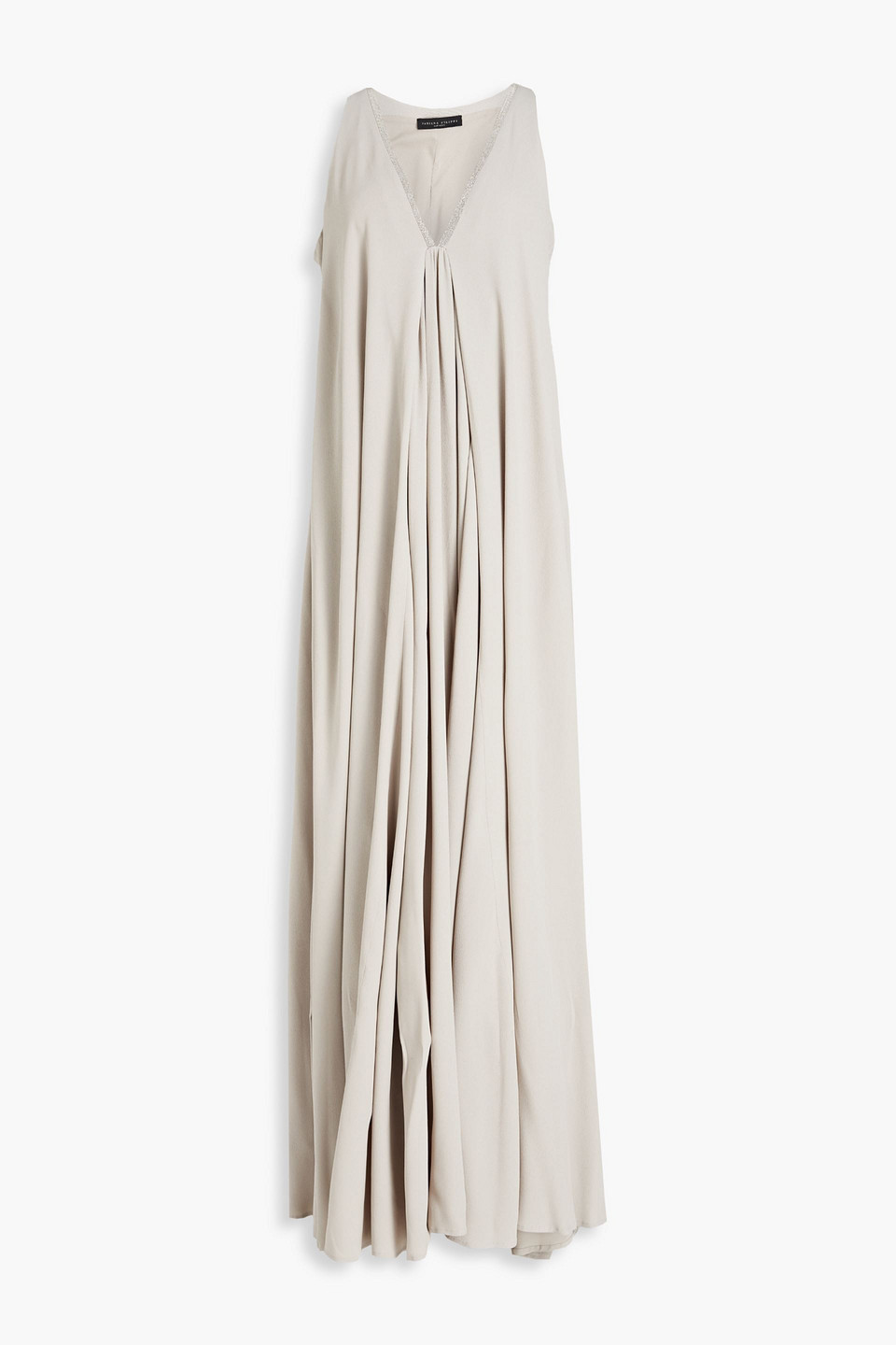 Fabiana Filippi Woman Bead-embellished Pleated Crepe Maxi Dress Stone Size 42