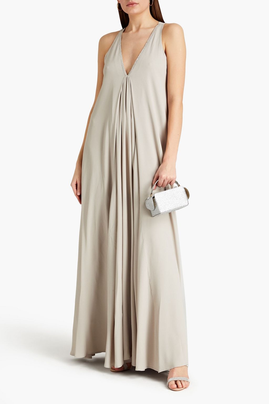 FABIANA FILIPPI Bead-embellished pleated crepe maxi dress