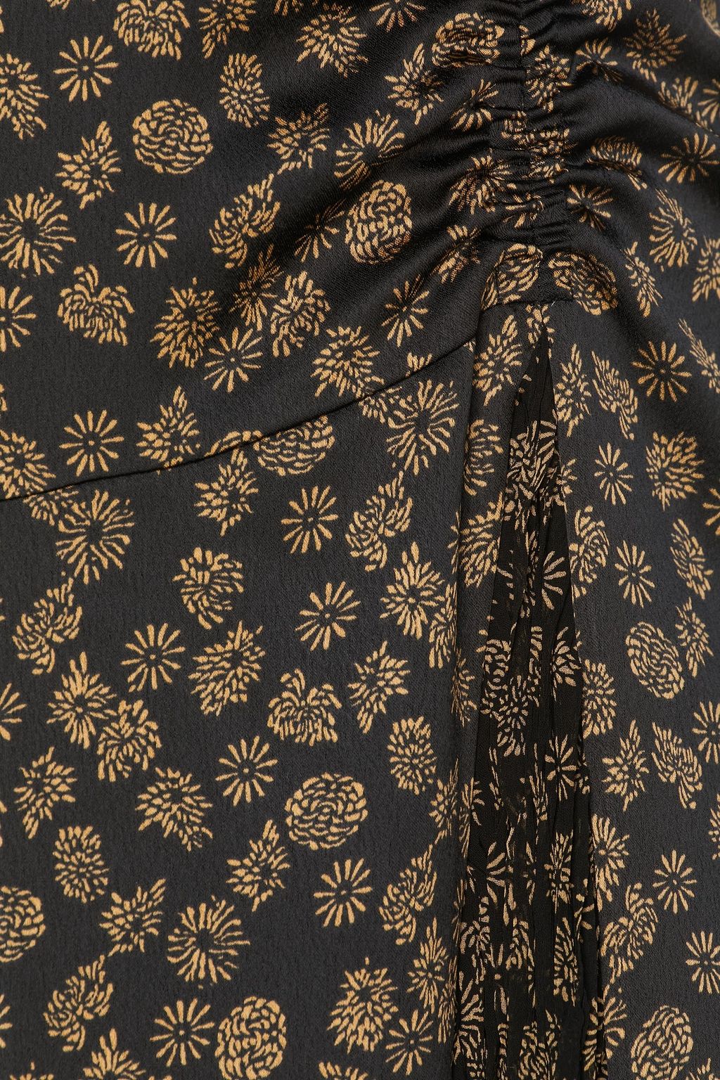 VINCE. Georgette-paneled printed satin-crepe midi skirt