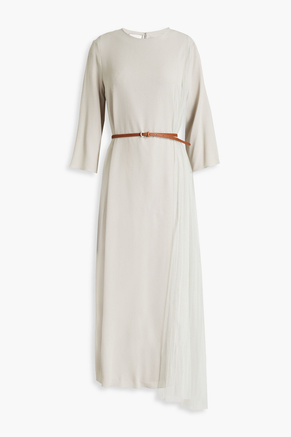 Fabiana Filippi Woman Tulle-paneled Crepe Midi Dress Stone Size 40