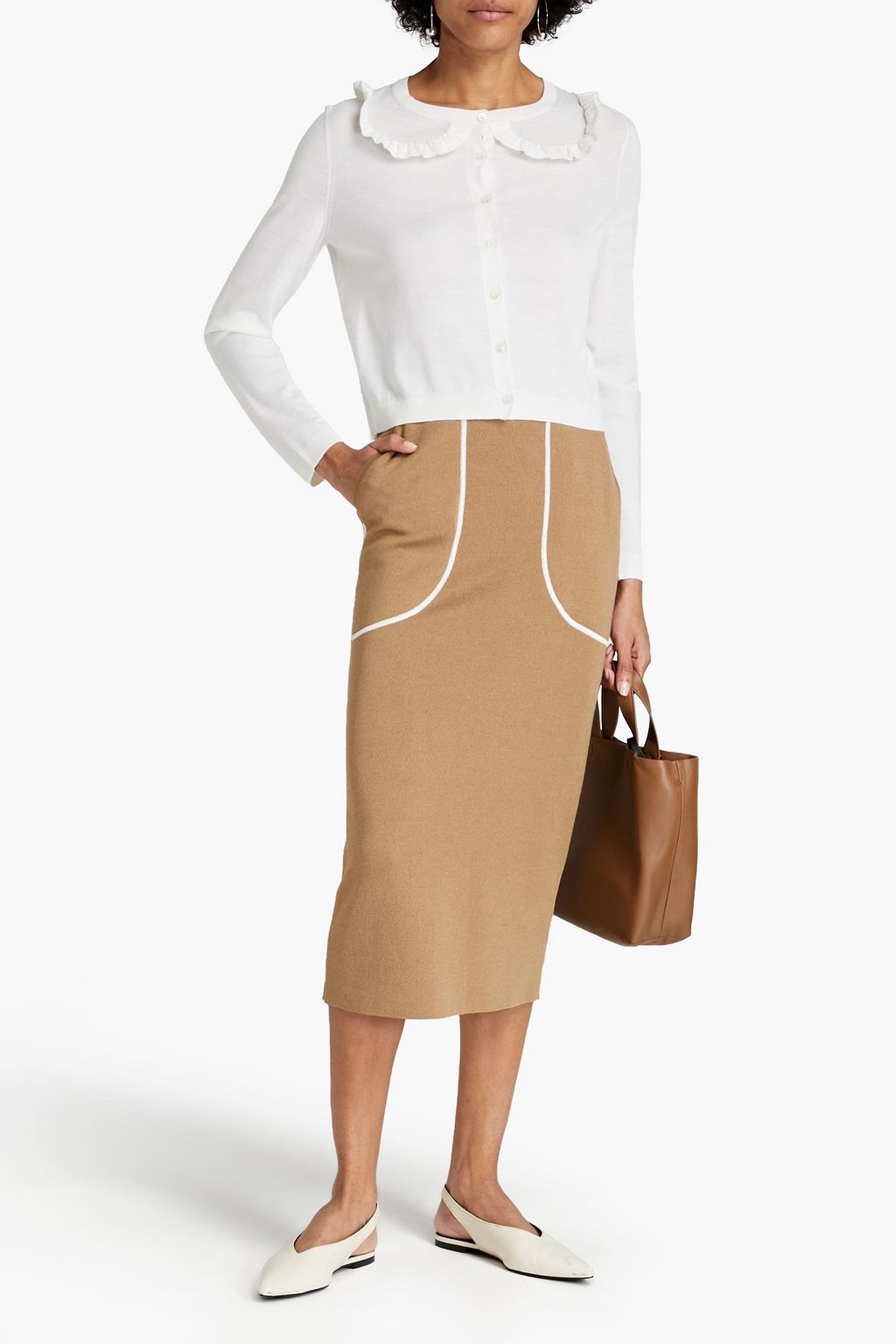 GENTRYPORTOFINO Silk and cotton-blend midi pencil skirt