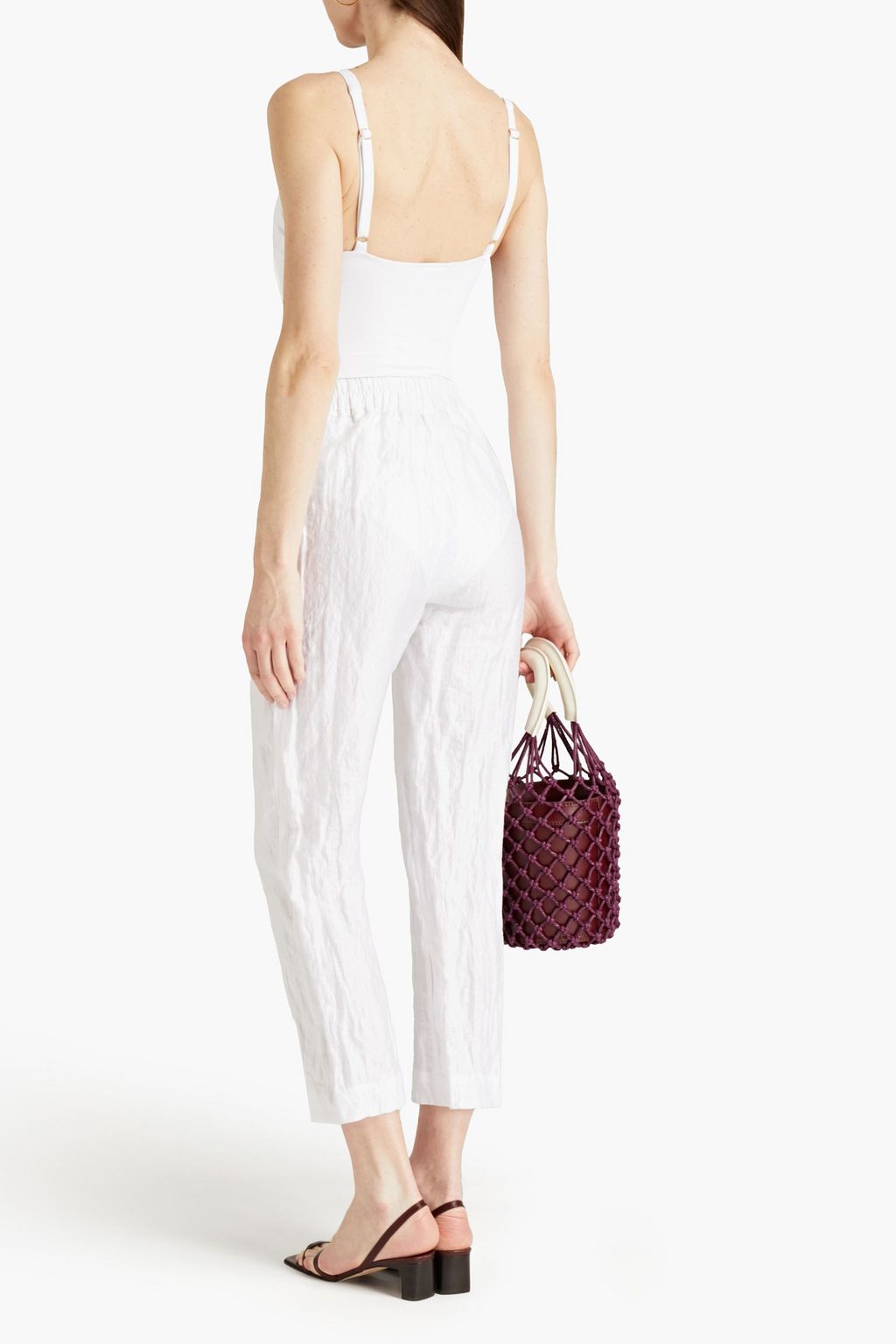 GENTRYPORTOFINO Cropped crinkled cotton-blend tapered pants
