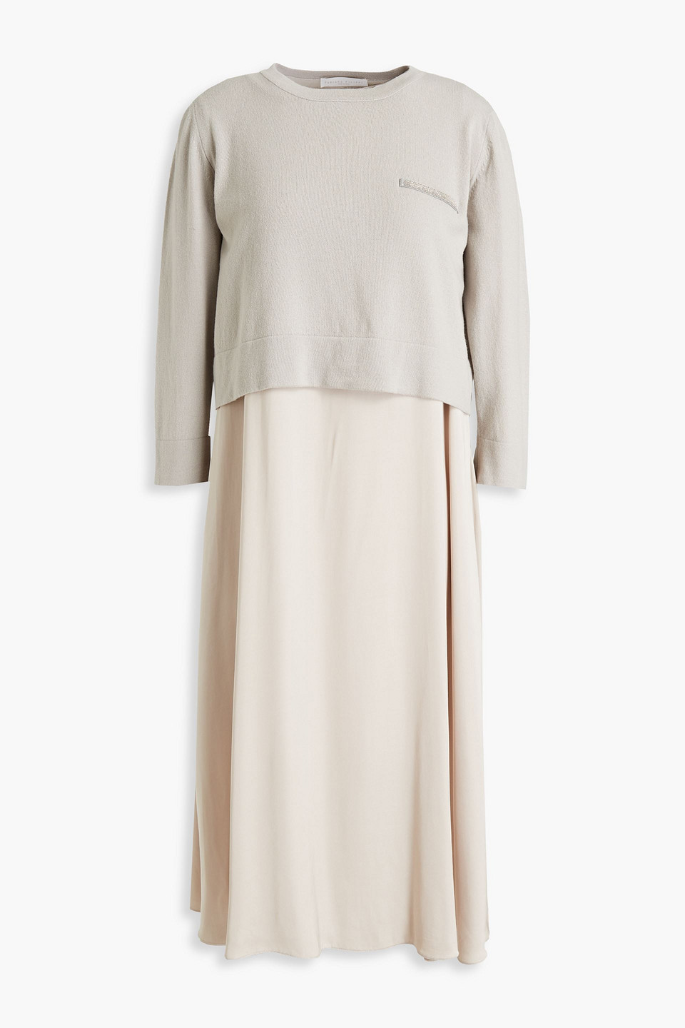 Fabiana Filippi Woman Cashmere-paneled Satin Dress Stone Size 42