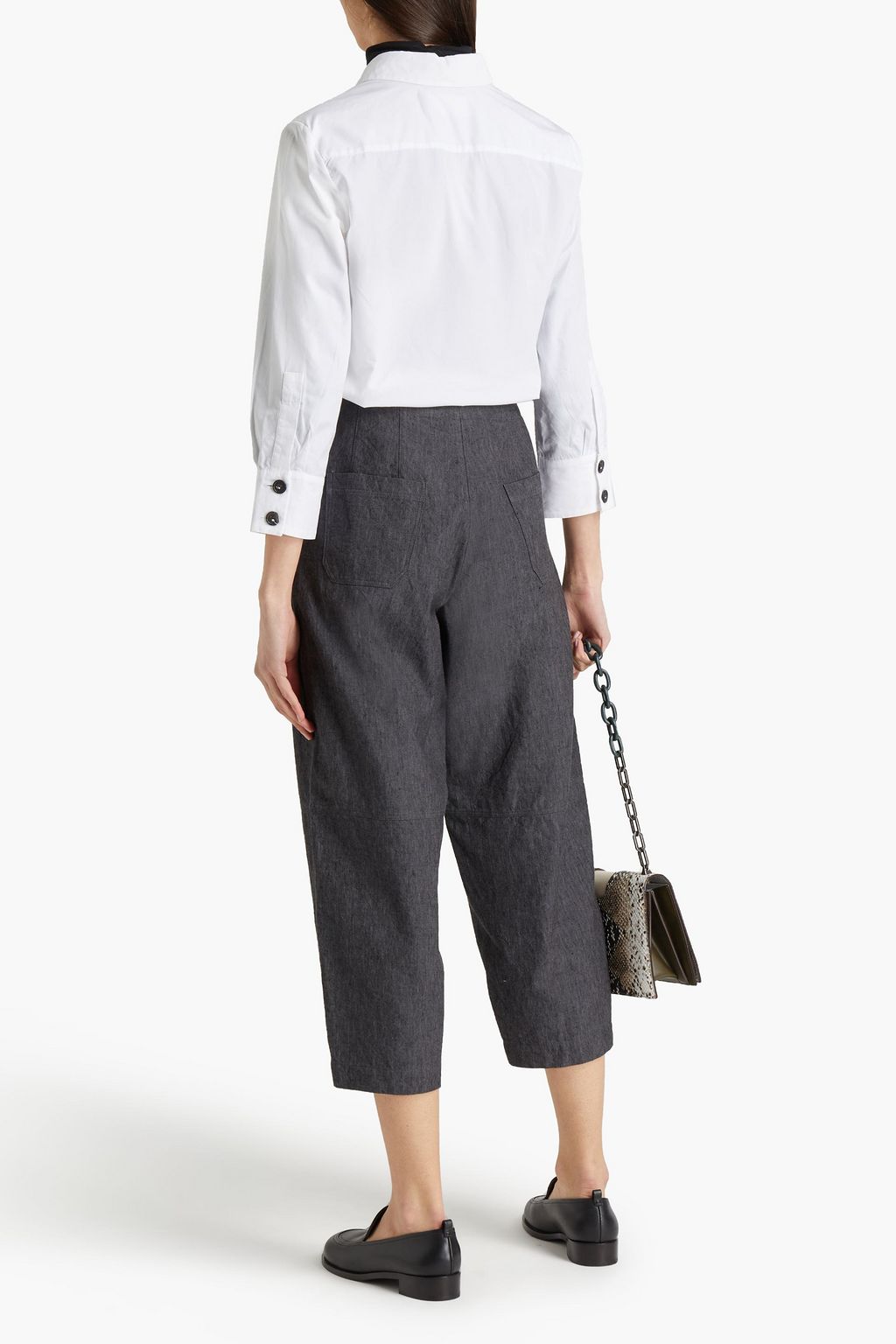 GENTRYPORTOFINO Cropped linen and cotton-blend gabardine tapered pants