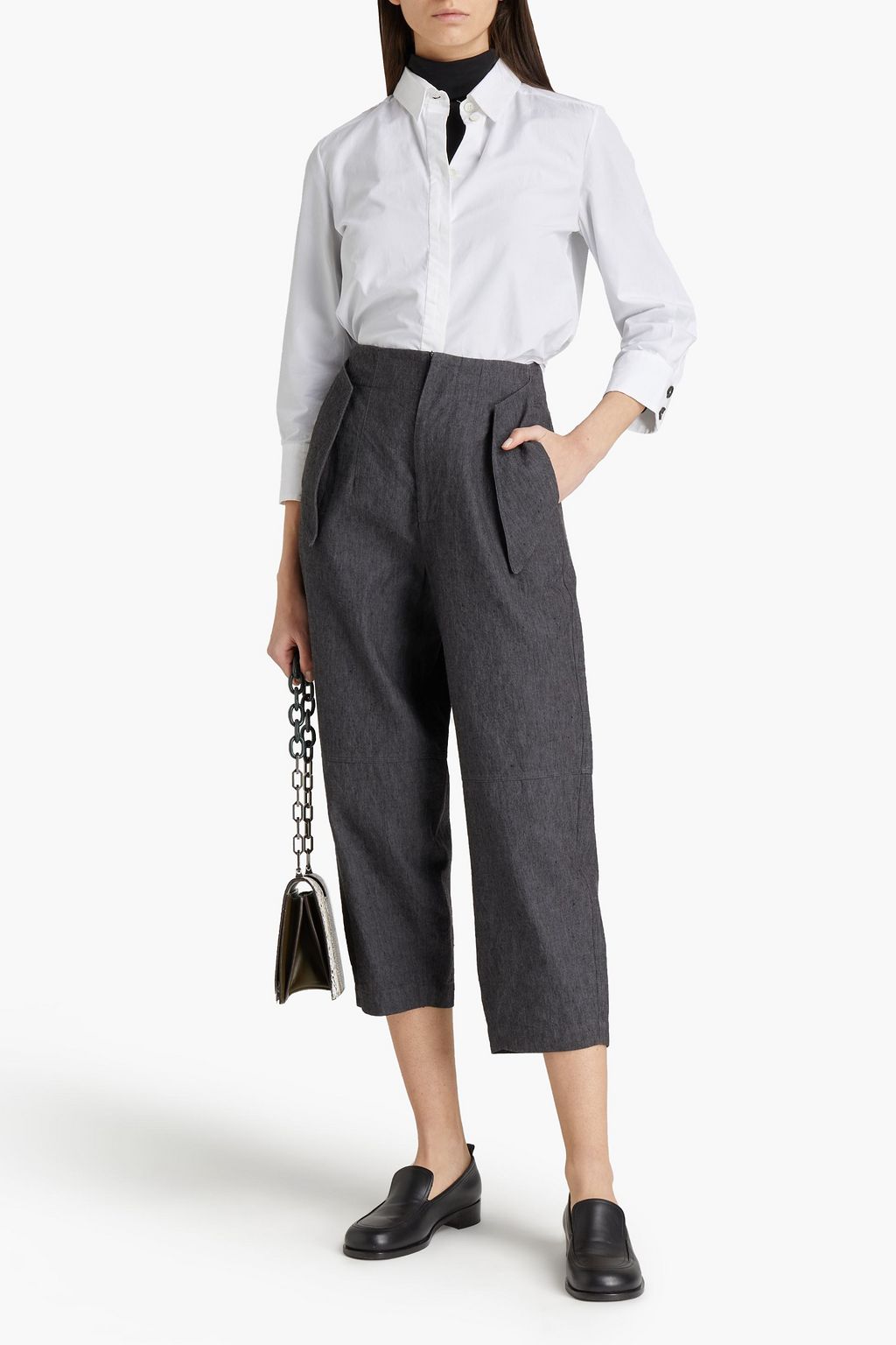 GENTRYPORTOFINO Cropped linen and cotton-blend gabardine tapered pants