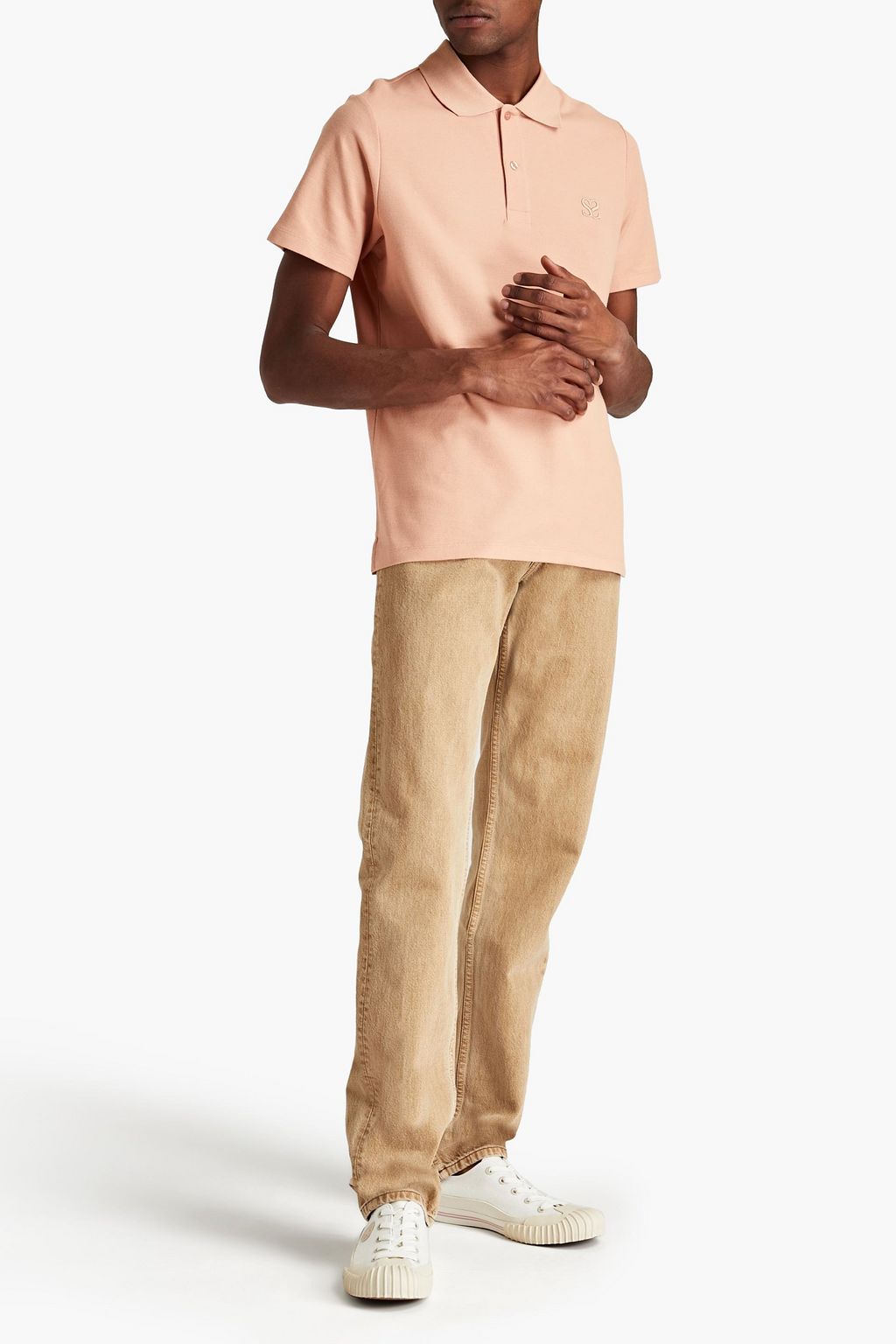 SANDRO Logo-embroidered cotton-piqué polo shirt