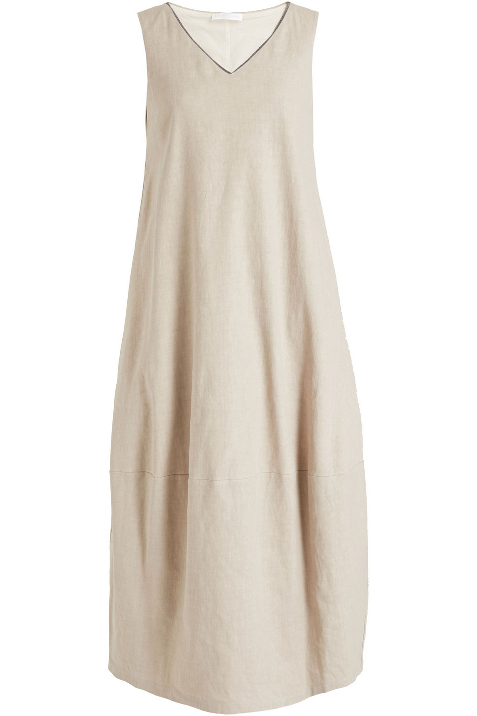 Fabiana Filippi Woman Bead-embellished Slub Linen-blend Midi Dress Ecru Size 44