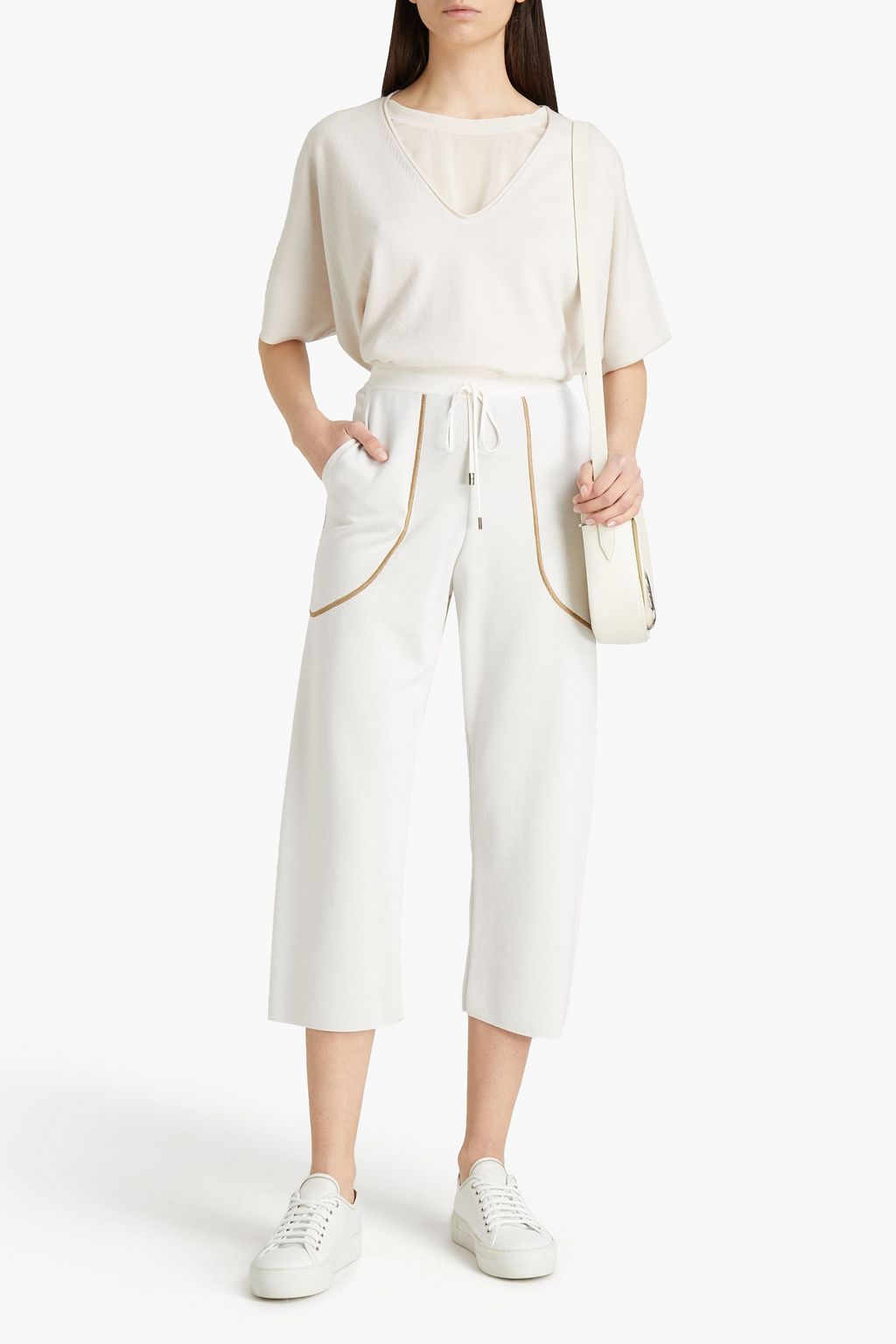 GENTRYPORTOFINO Cropped silk and cotton-blend straight-leg pants