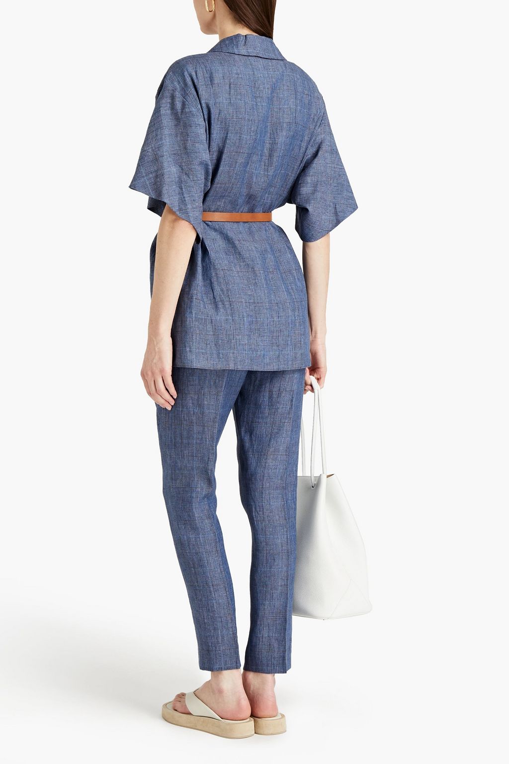 FABIANA FILIPPI Prince of Wales checked linen blazer