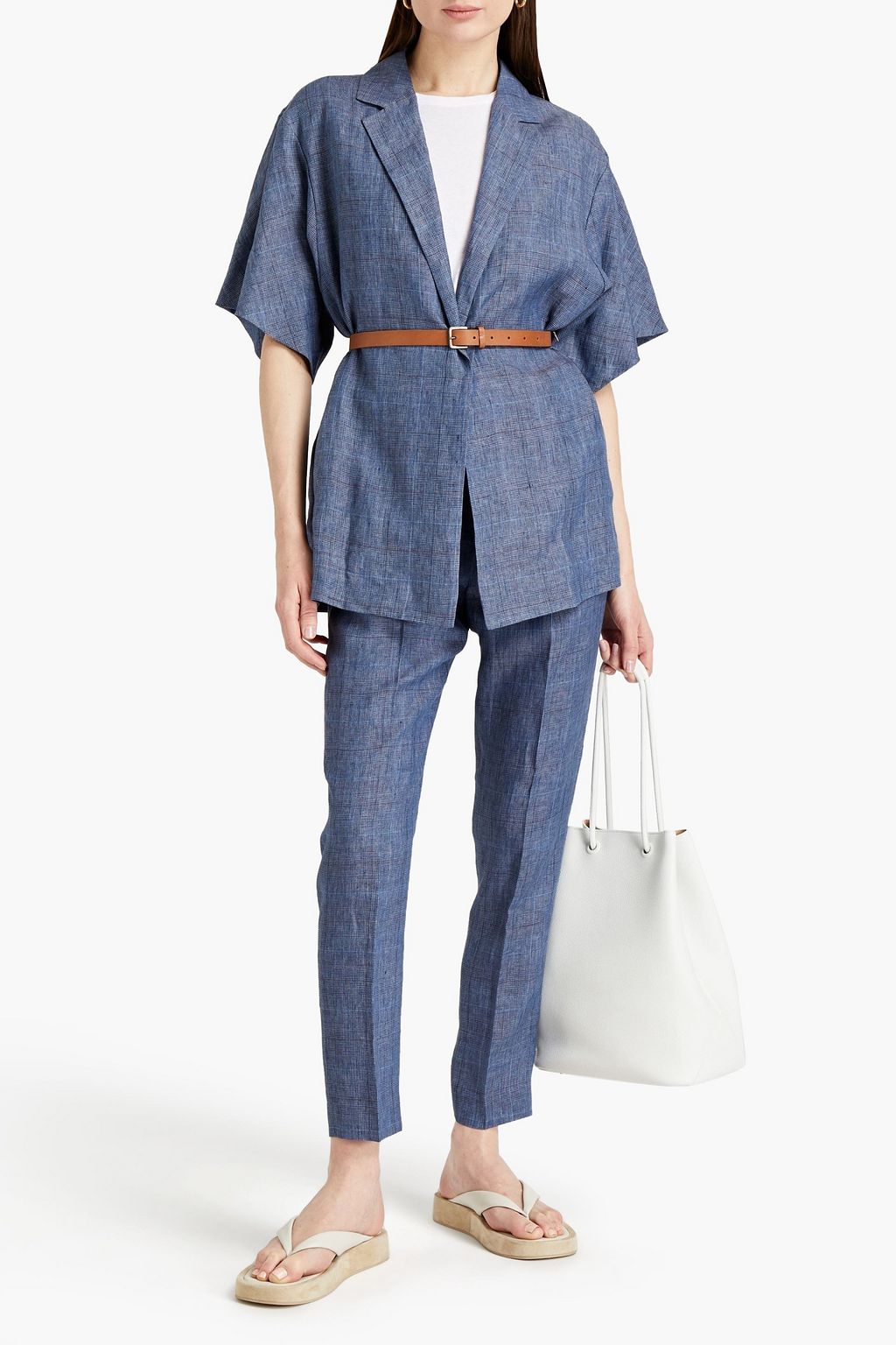 FABIANA FILIPPI Prince of Wales checked linen blazer