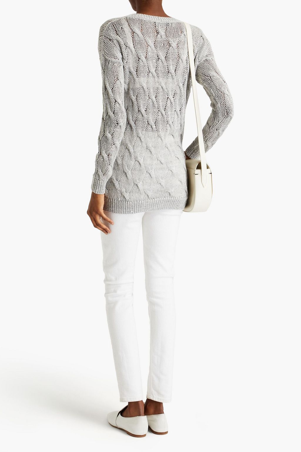 GENTRYPORTOFINO Embellished cable-knit linen-blend sweater