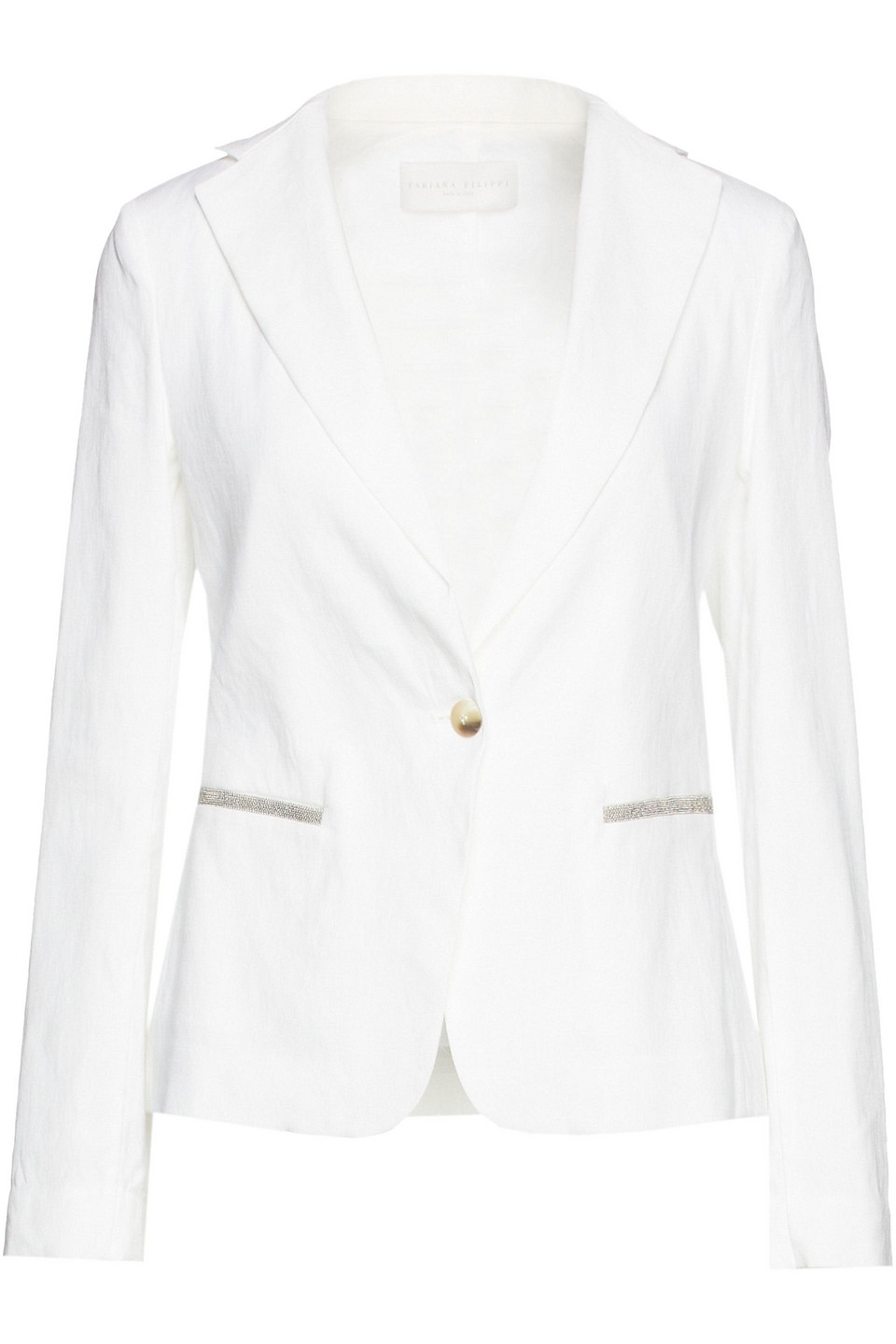 Fabiana Filippi Woman Bead-embellished Slub Linen-blend Blazer White Size 44