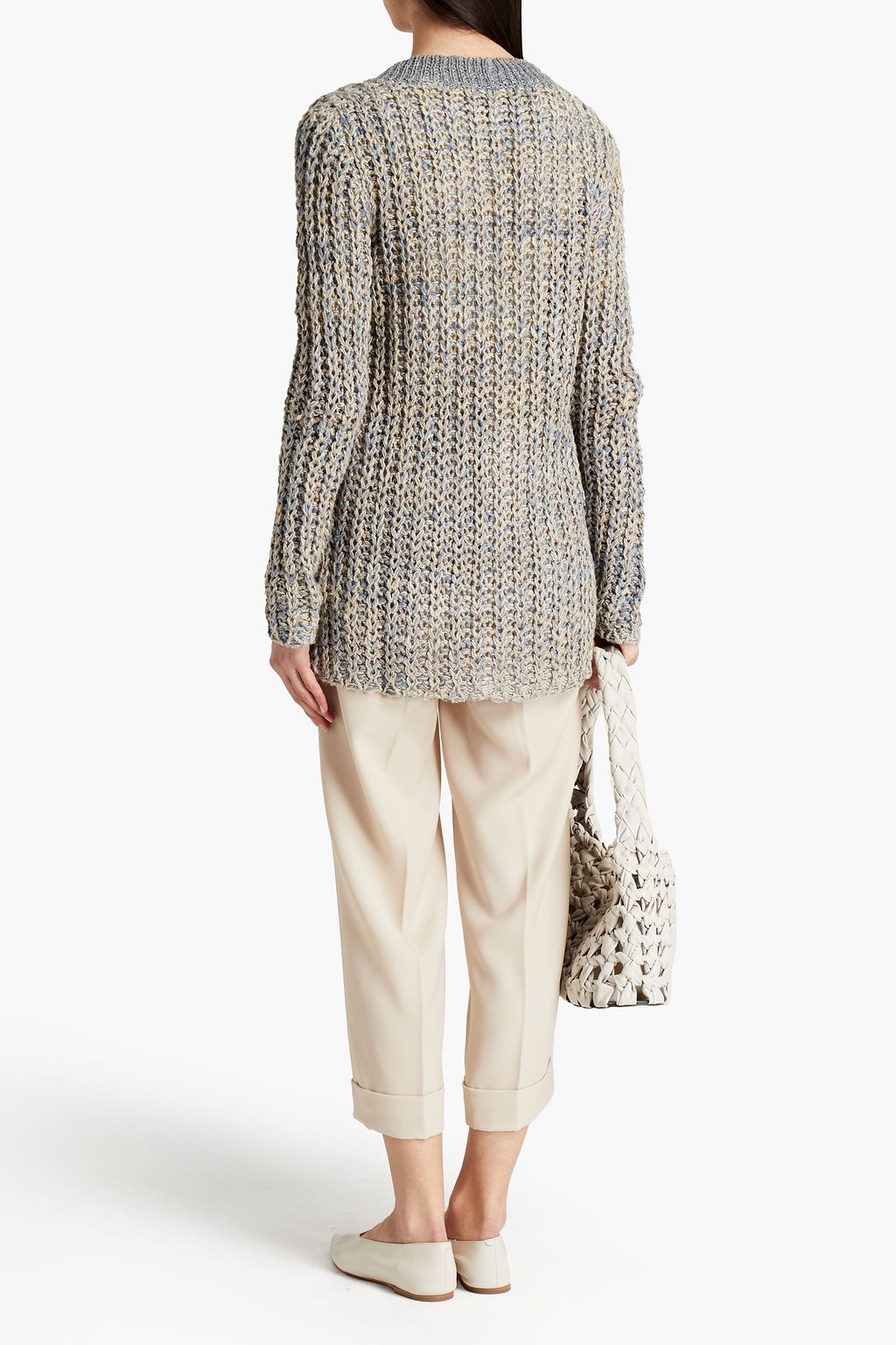 GENTRYPORTOFINO Metallic open-knit silk-blend cardigan