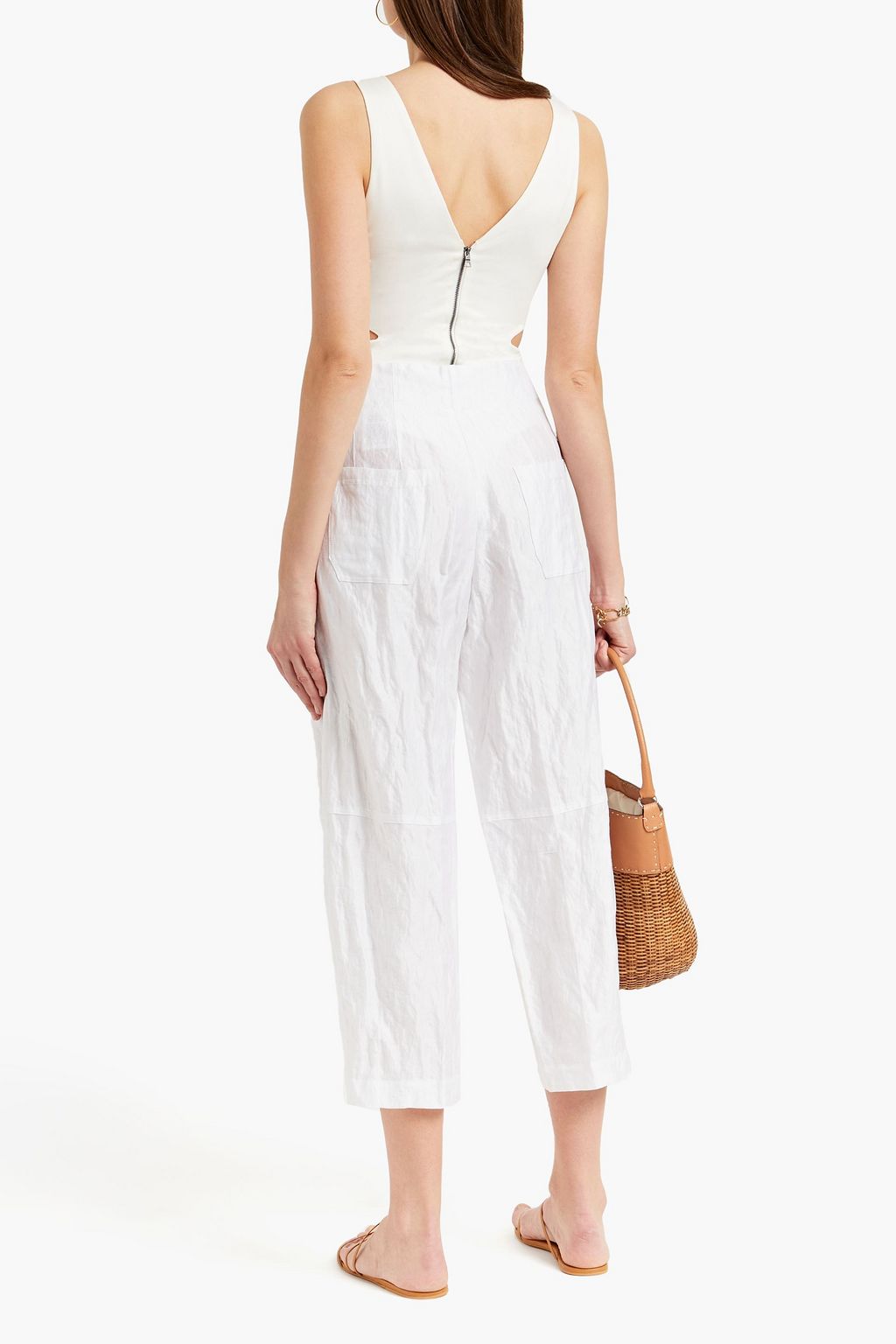 GENTRYPORTOFINO Cropped crinkled cotton-blend satin-twill tapered pants