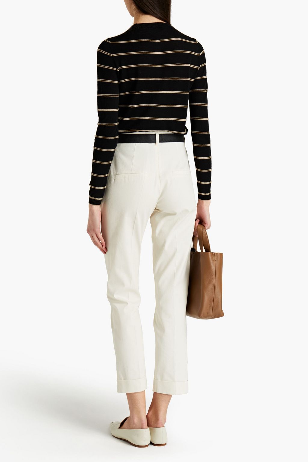 GENTRYPORTOFINO Striped silk, cashmere and linen-blend cardigan