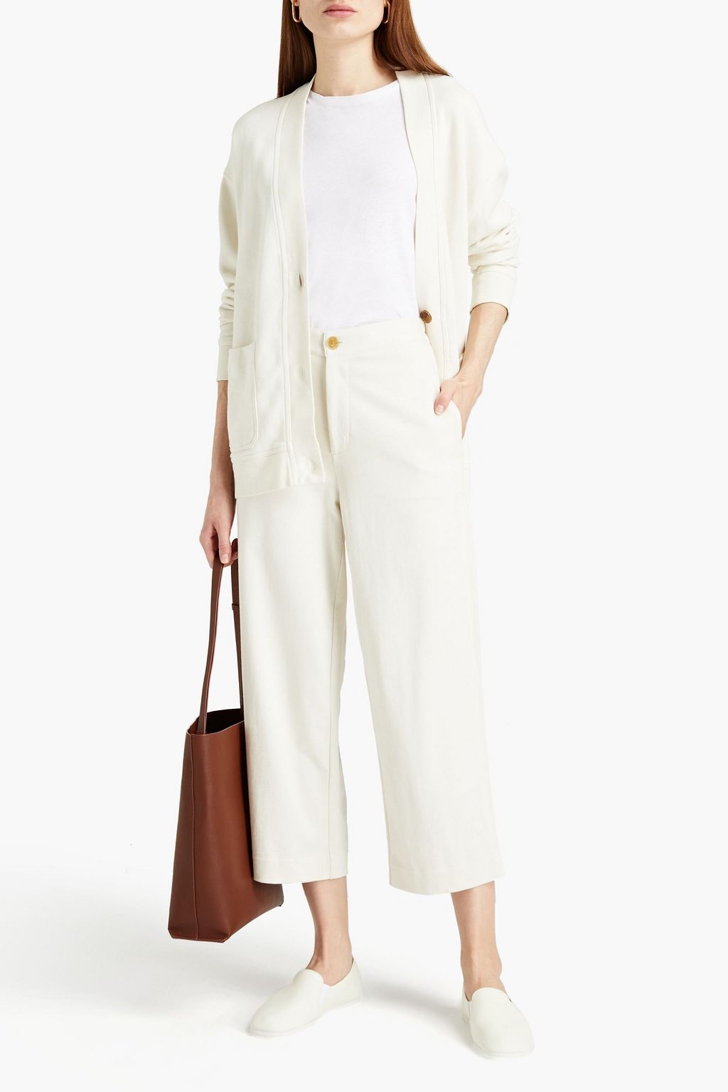VINCE. Cropped cotton-jersey straight-leg pants