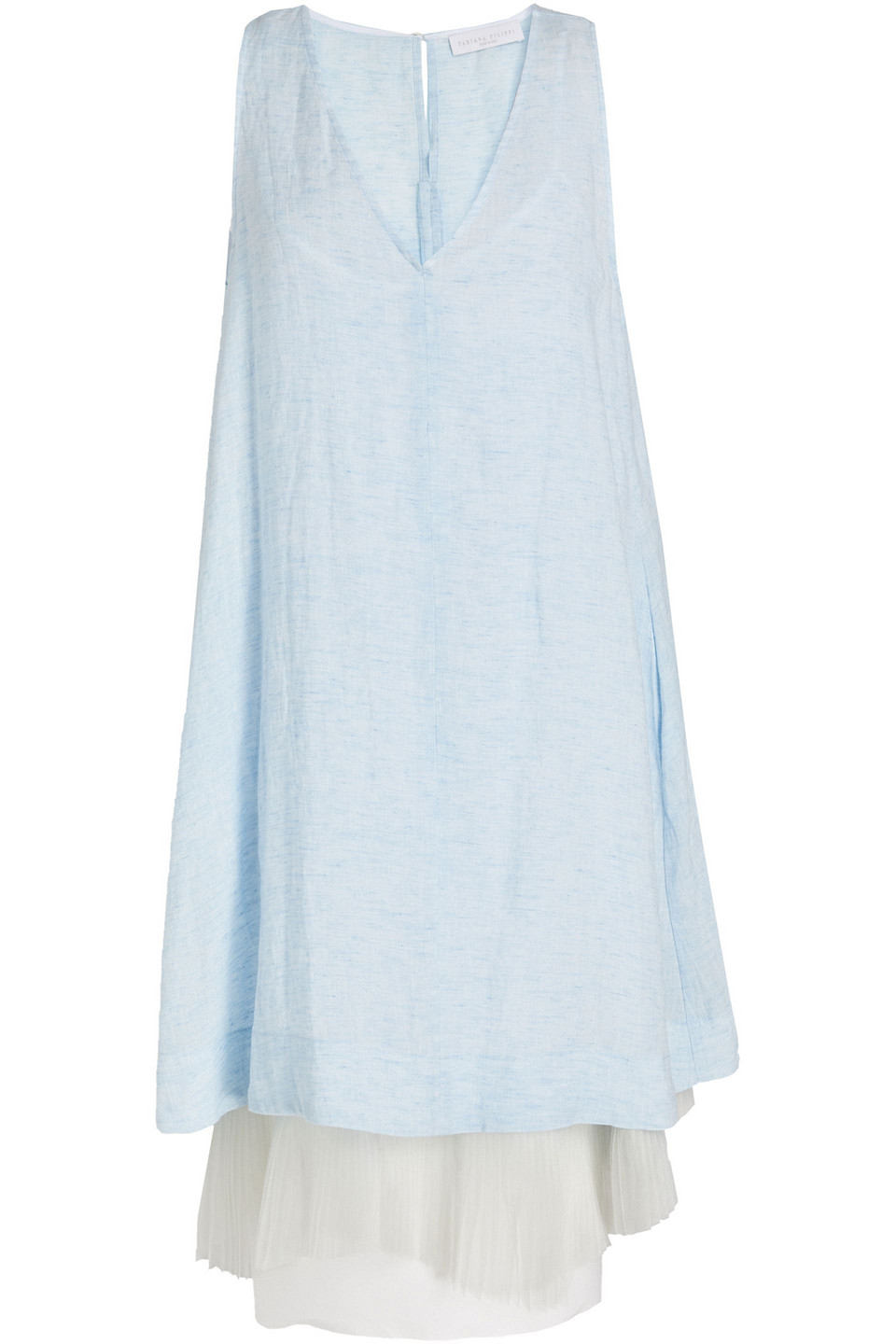Fabiana Filippi Woman Tulle-paneled Slub Linen Dress Sky Blue Size 44
