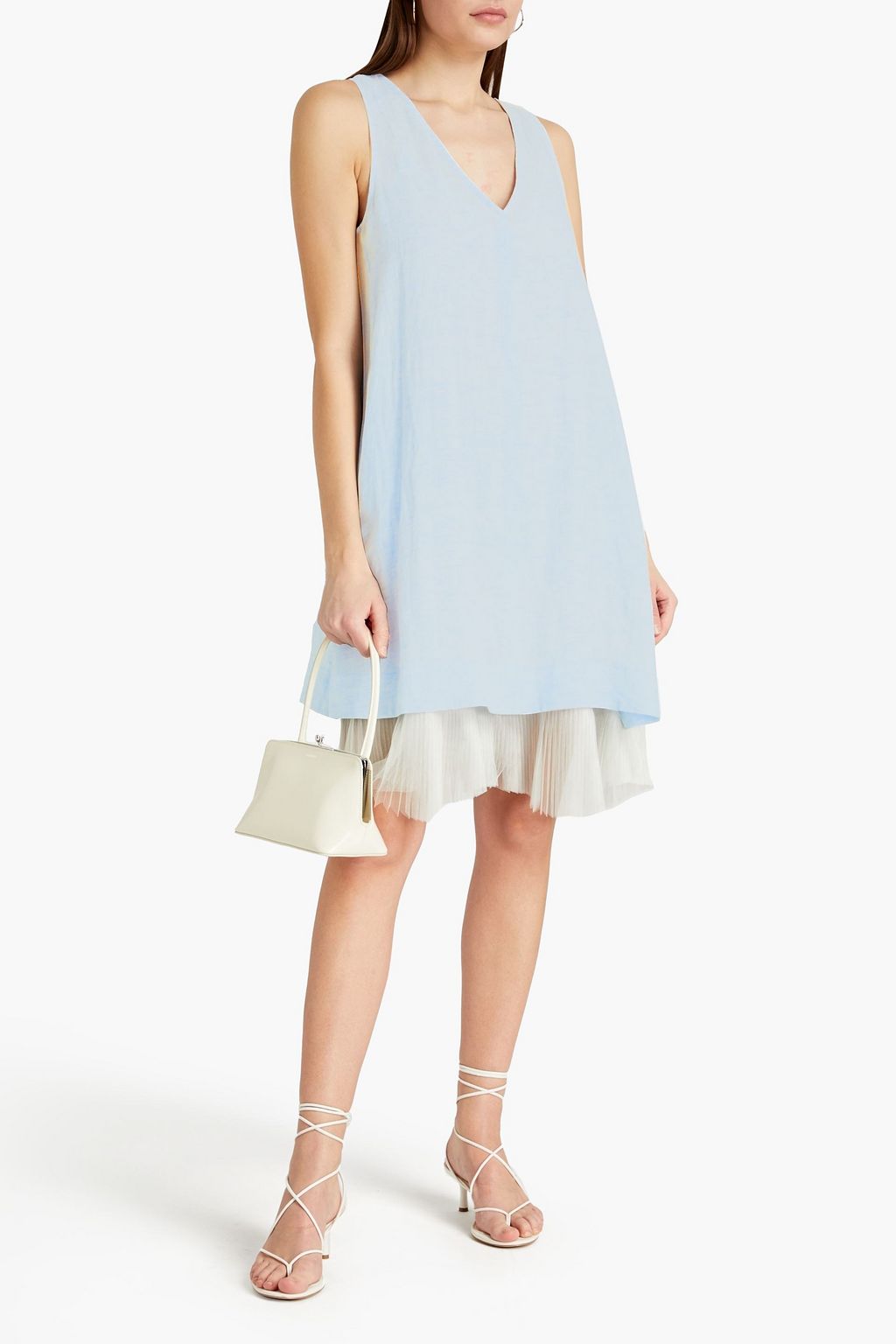 FABIANA FILIPPI Tulle-paneled slub linen dress