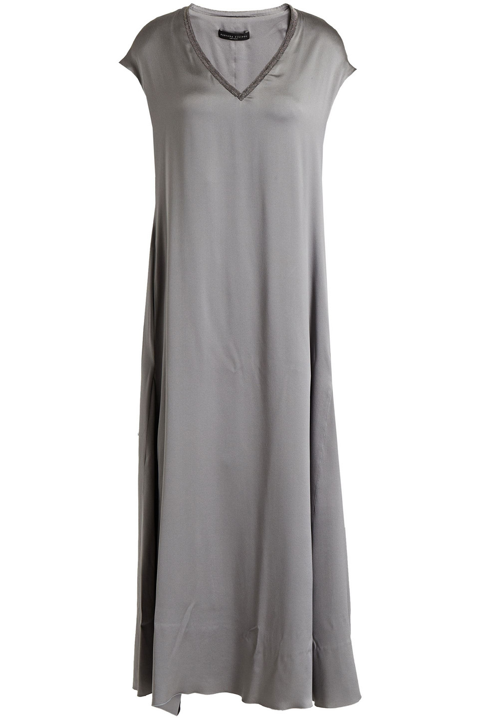 Fabiana Filippi Woman Bead-embellished Silk-satin Midi Dress Gray Size 46