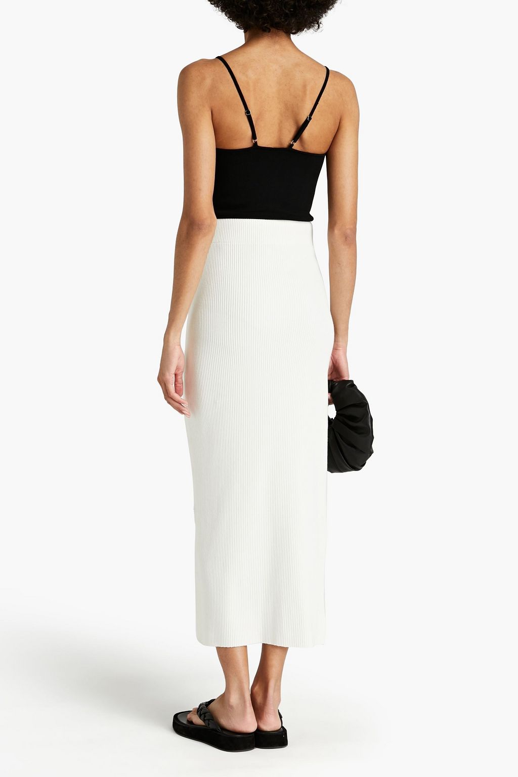 VINCE. Ribbed-knit midi skirt