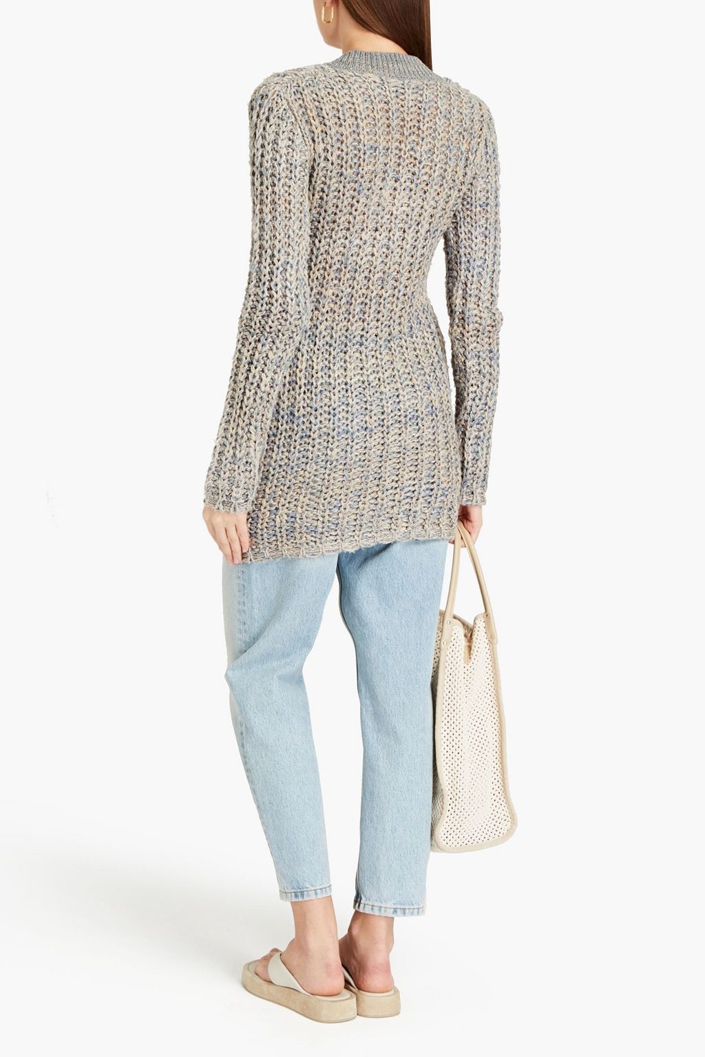 GENTRYPORTOFINO Metallic mélange cable-knit silk-blend sweater