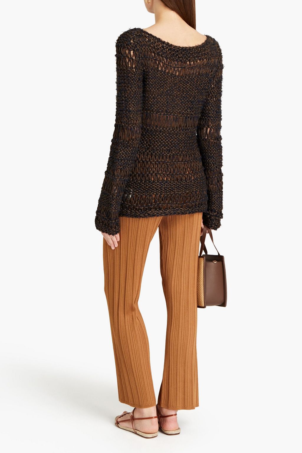GENTRYPORTOFINO Melange crochet-knit hemp-blend sweater