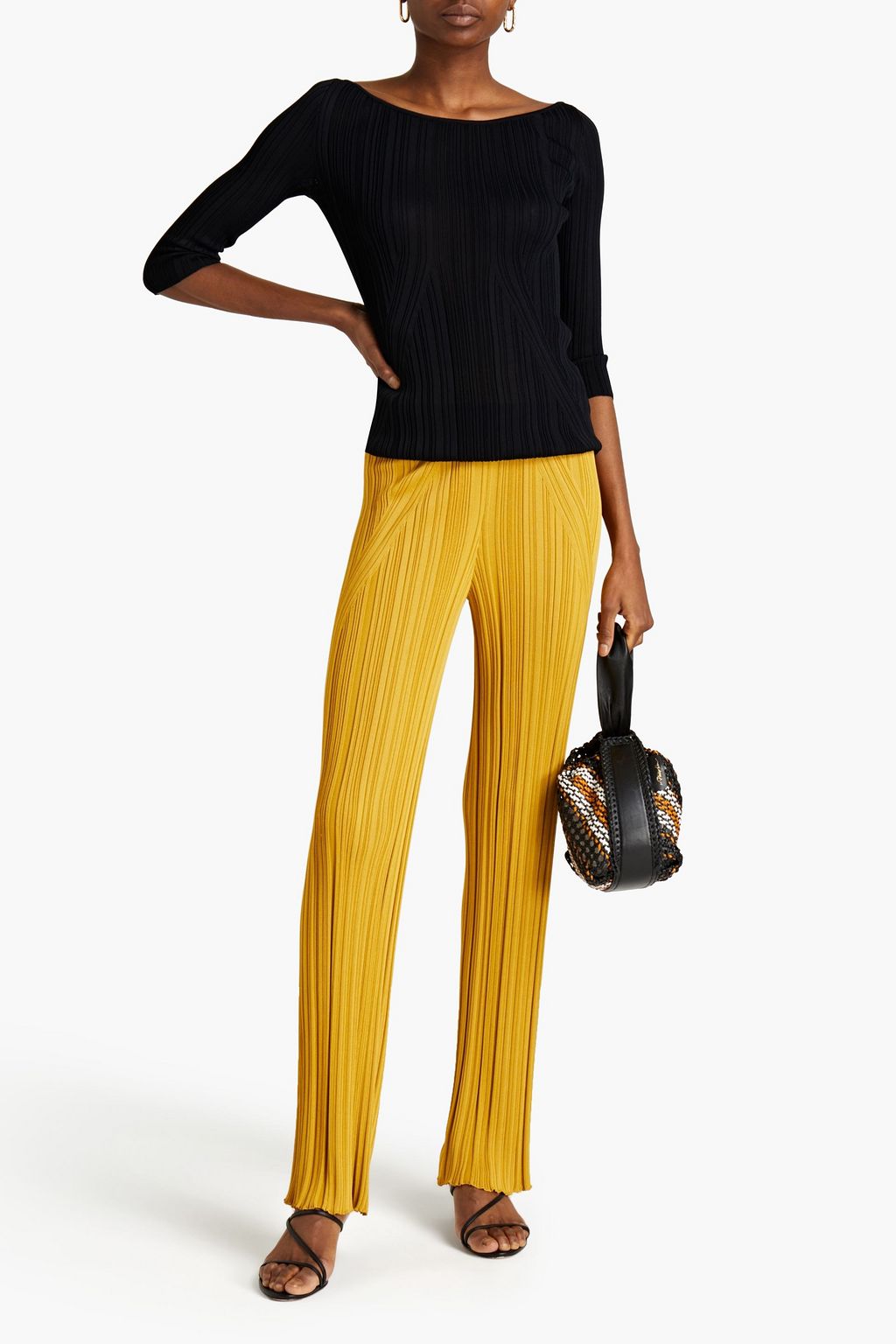 GENTRYPORTOFINO Ribbed-knit straight-leg pants