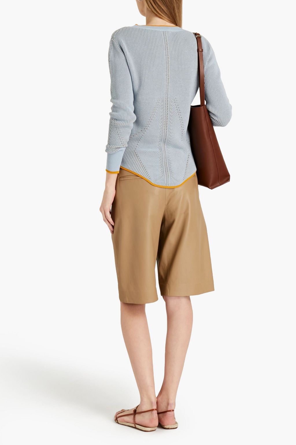 GENTRYPORTOFINO Pointelle-trimmed cotton sweater