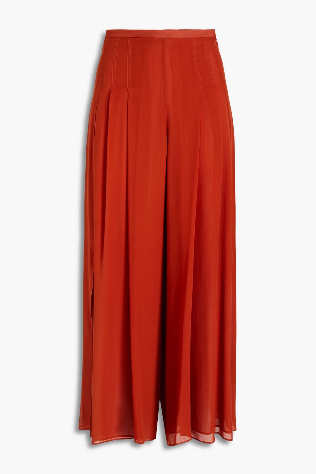 Brick Pleated silk-chiffon wide-leg 