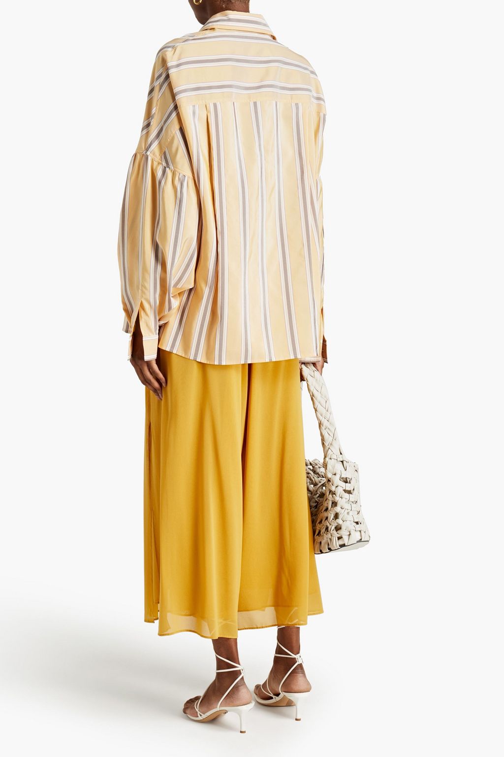 GENTRYPORTOFINO Pleated silk-chiffon wide-leg pants