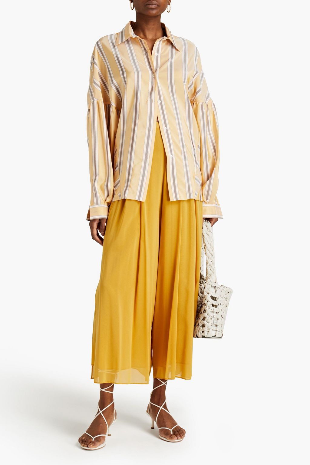 GENTRYPORTOFINO Pleated silk-chiffon wide-leg pants
