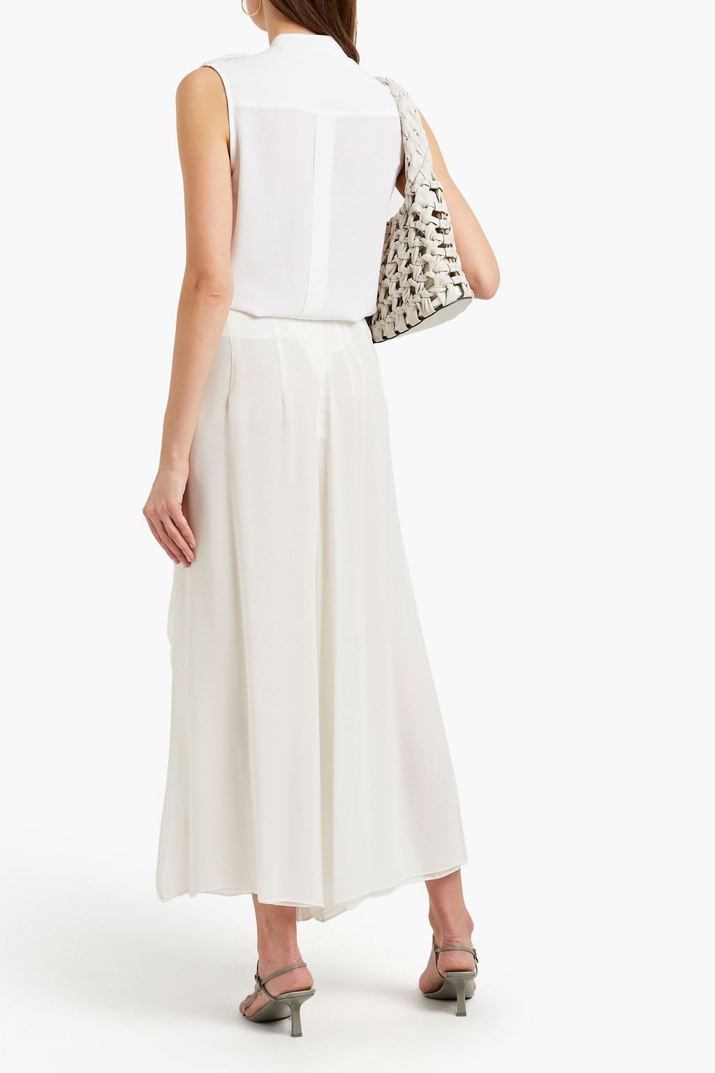GENTRYPORTOFINO Pleated silk-chiffon wide-leg pants
