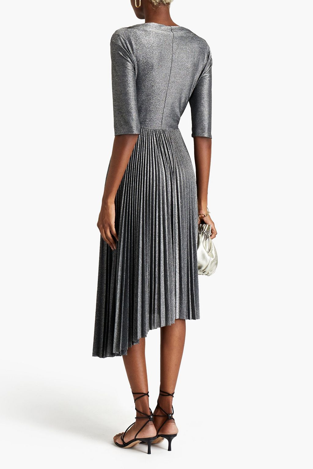 FABIANA FILIPPI Pleated metallic jersey midi dress