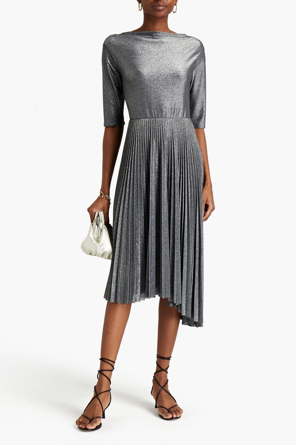 FABIANA FILIPPI Pleated metallic jersey midi dress