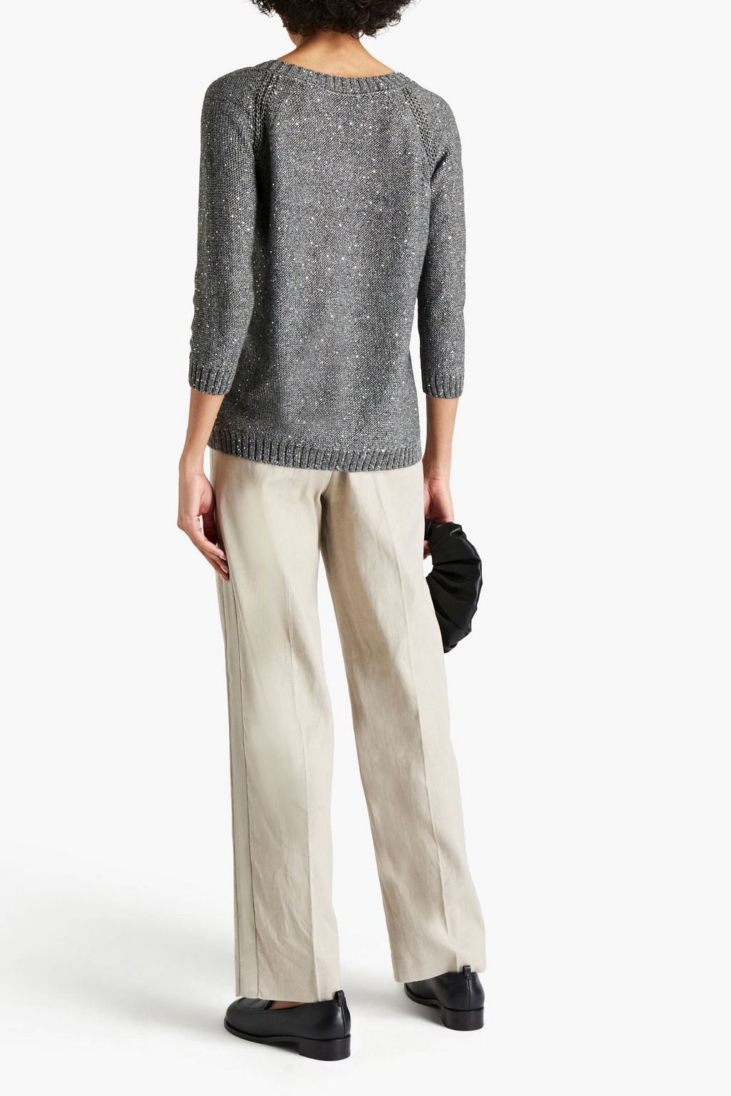GENTRYPORTOFINO Sequin-embellished metallic linen-blend sweater
