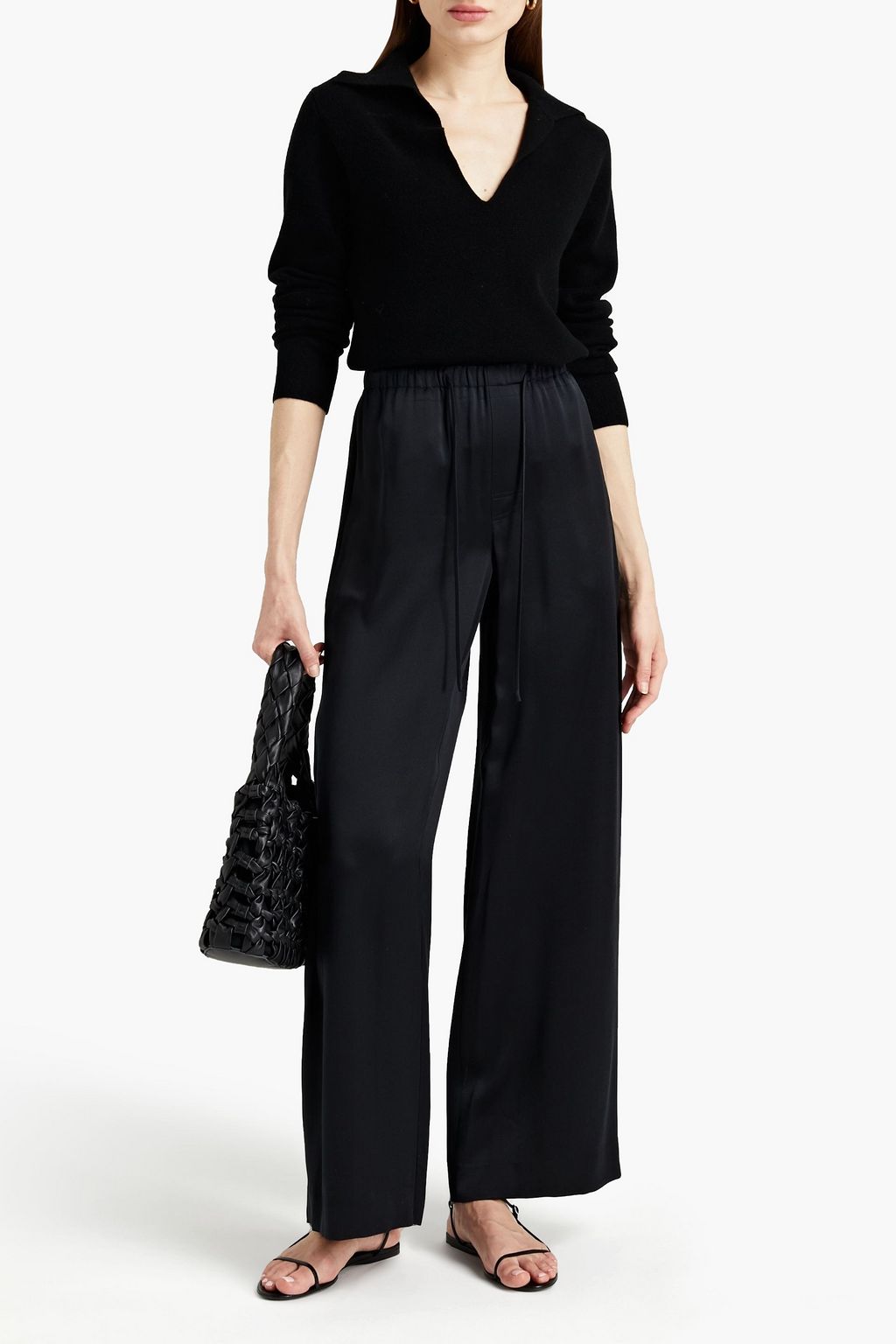 VINCE. Silk-satin wide-leg pants
