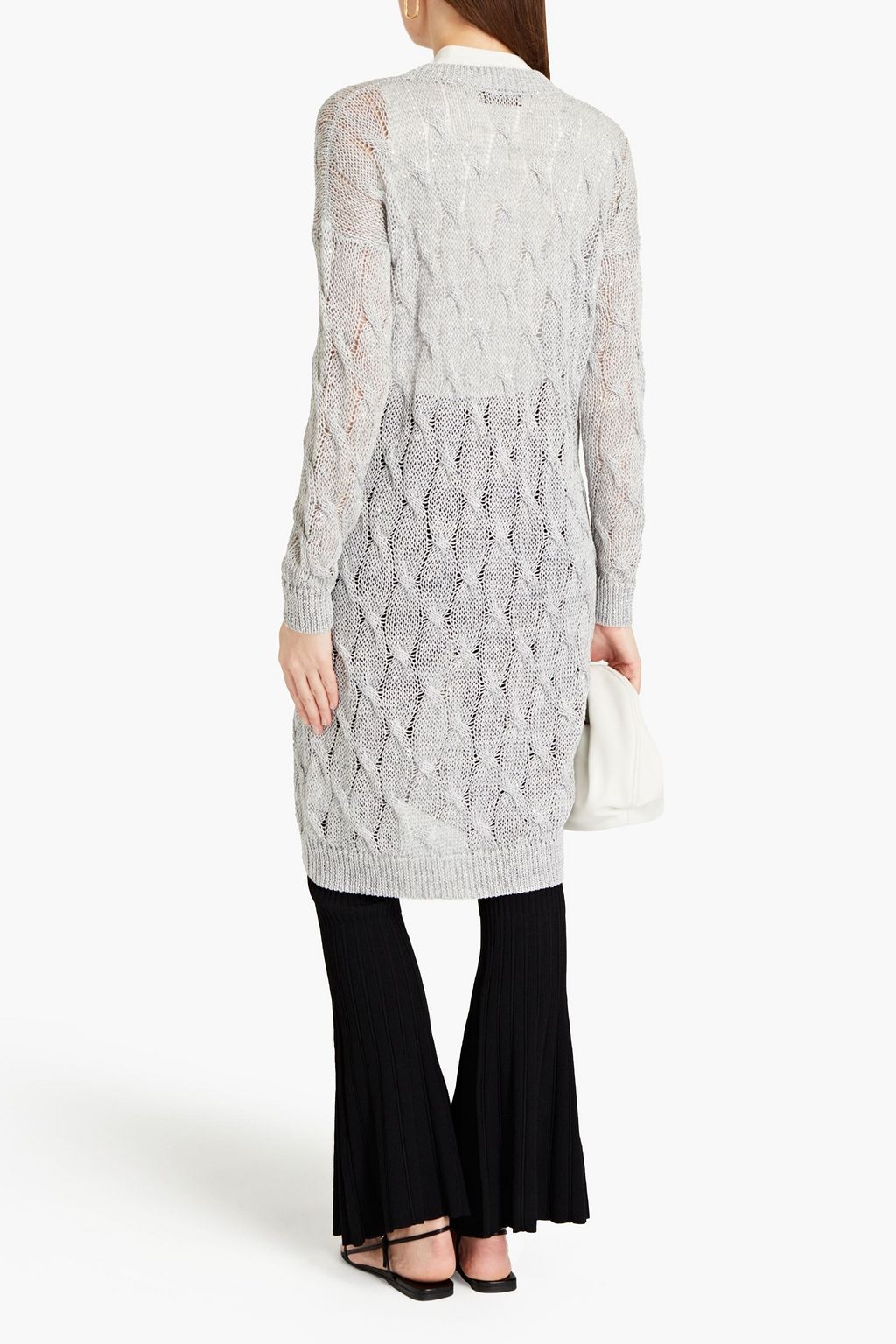 GENTRYPORTOFINO Sequin-embellished cable-knit linen-blend cardigan