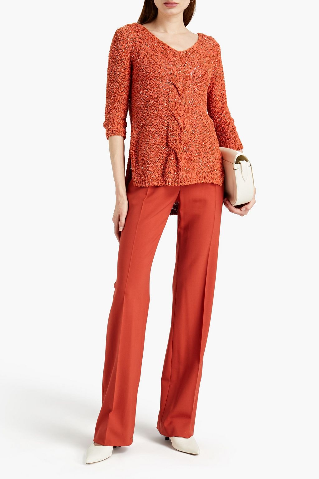 GENTRYPORTOFINO Sequin-embellished cable-knit sweater