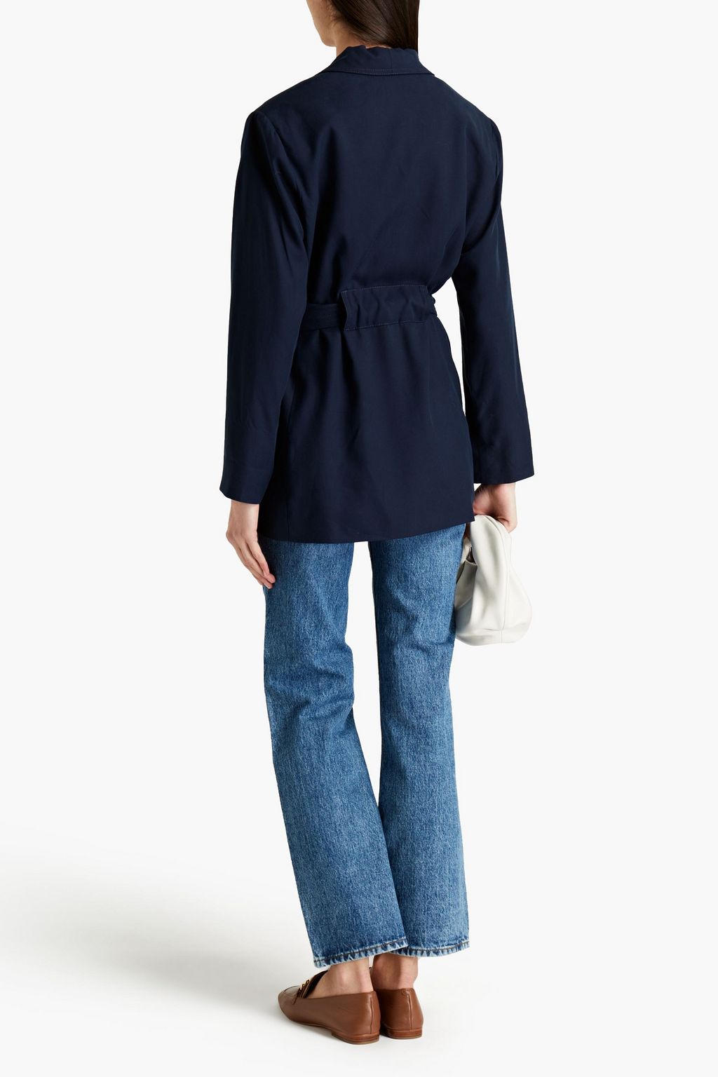 CLAUDIE PIERLOT Belted Lyocell-piqué blazer