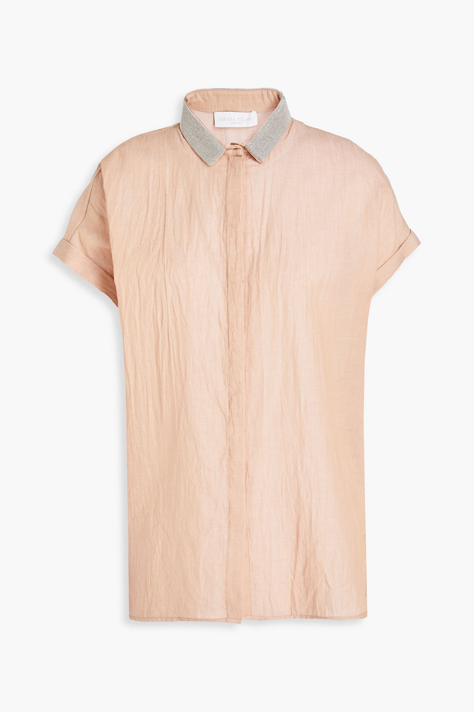 Fabiana Filippi Woman Bead-embellished Crinkled-cotton Shirt Peach Size 44