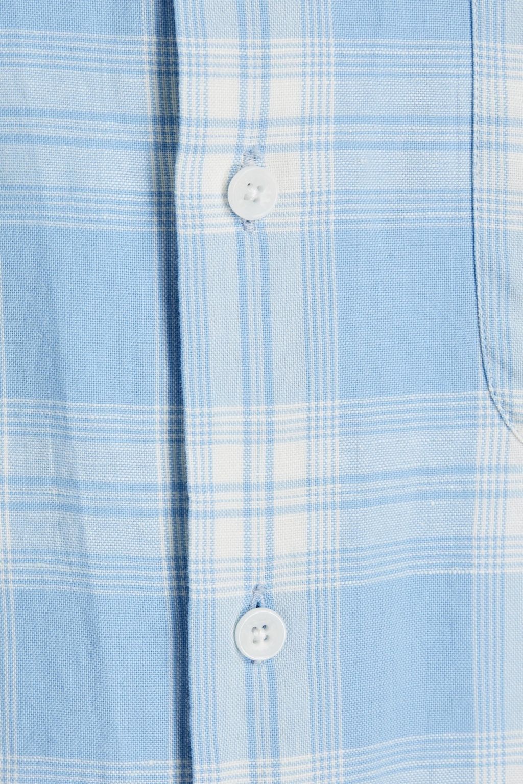 SANDRO Tartan checked cotton and linen-blend shirt