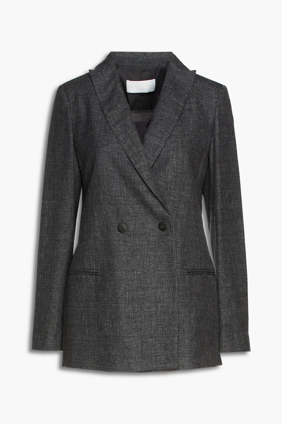 Fabiana Filippi Woman Double-breasted Wool Linen And Silk-blend Blazer Dark Gray Size 48