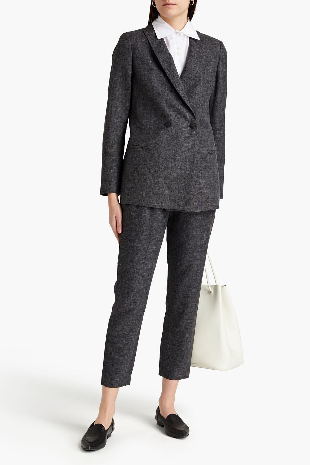 FABIANA FILIPPI Double-breasted wool, linen and silk-blend blazer