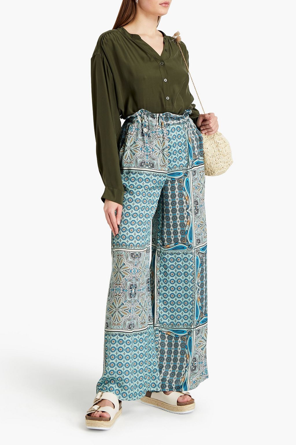 CLAUDIE PIERLOT Printed crepe wide-leg pants