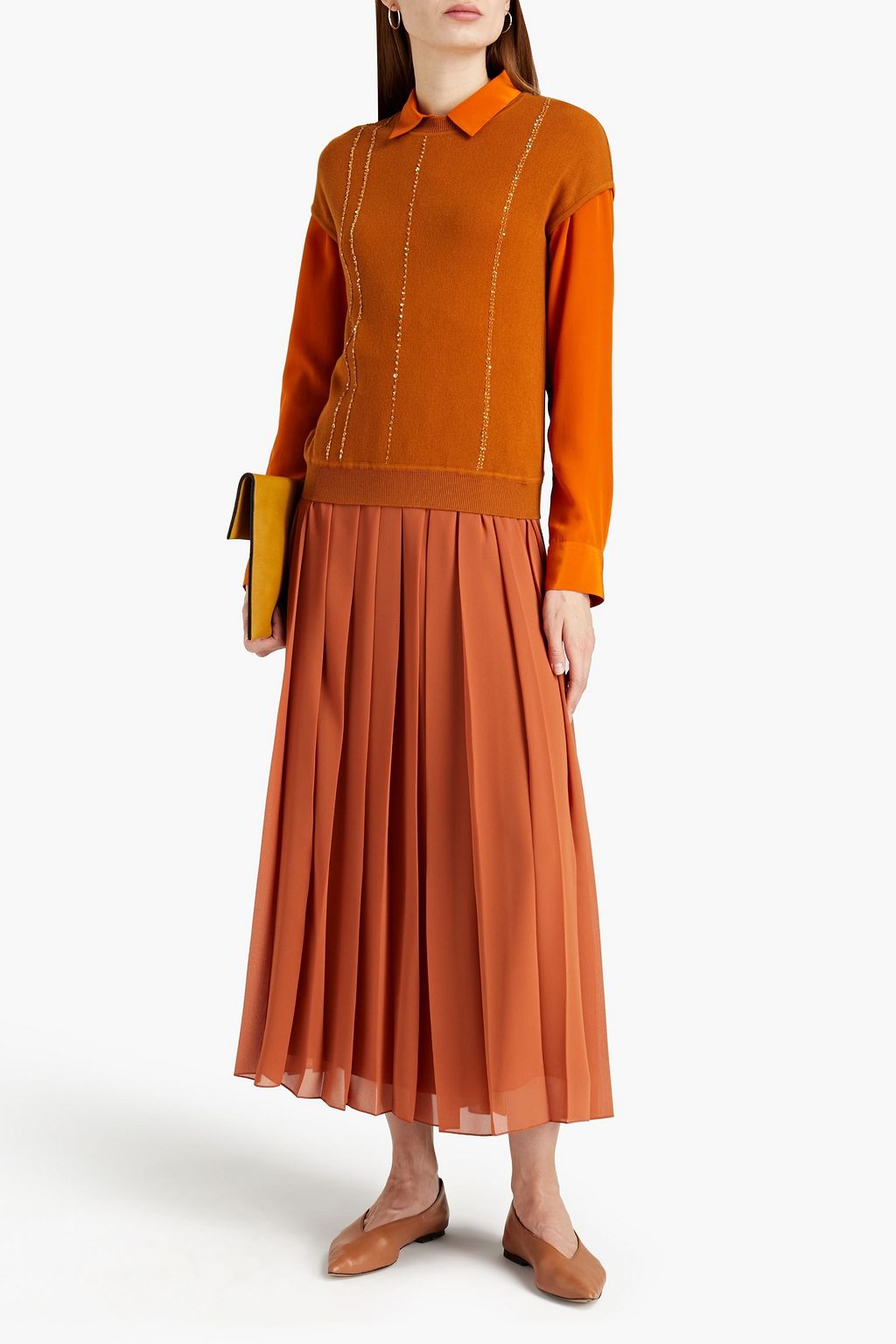 GENTRYPORTOFINO Embellished cotton and cashmere-blend top