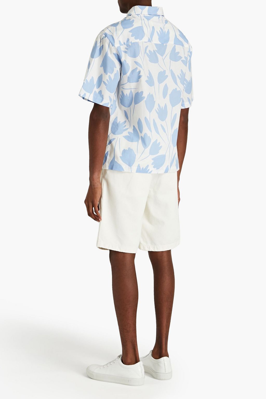 SANDRO Floral-print cotton-poplin shirt