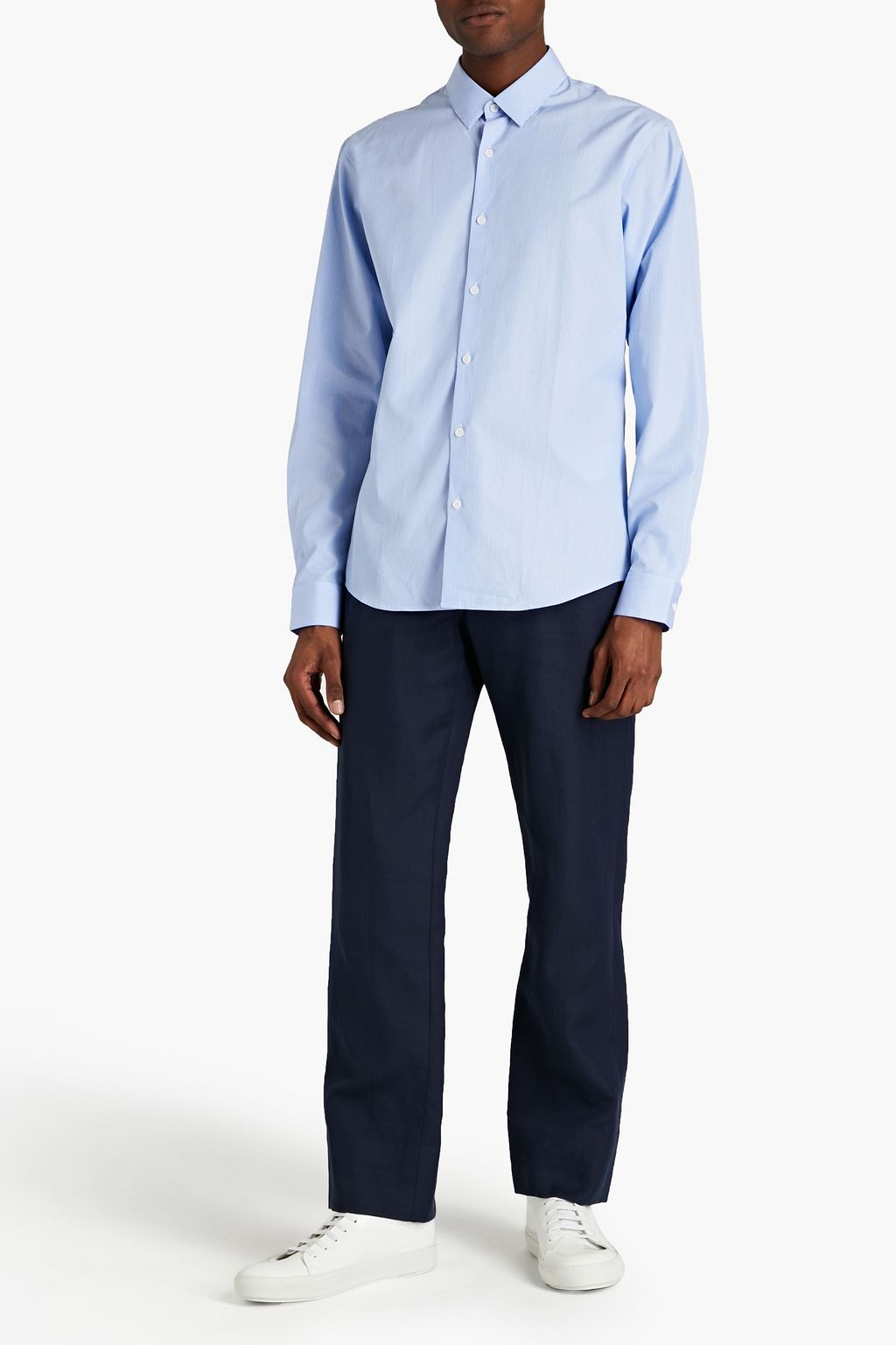 SANDRO Striped cotton-poplin shirt