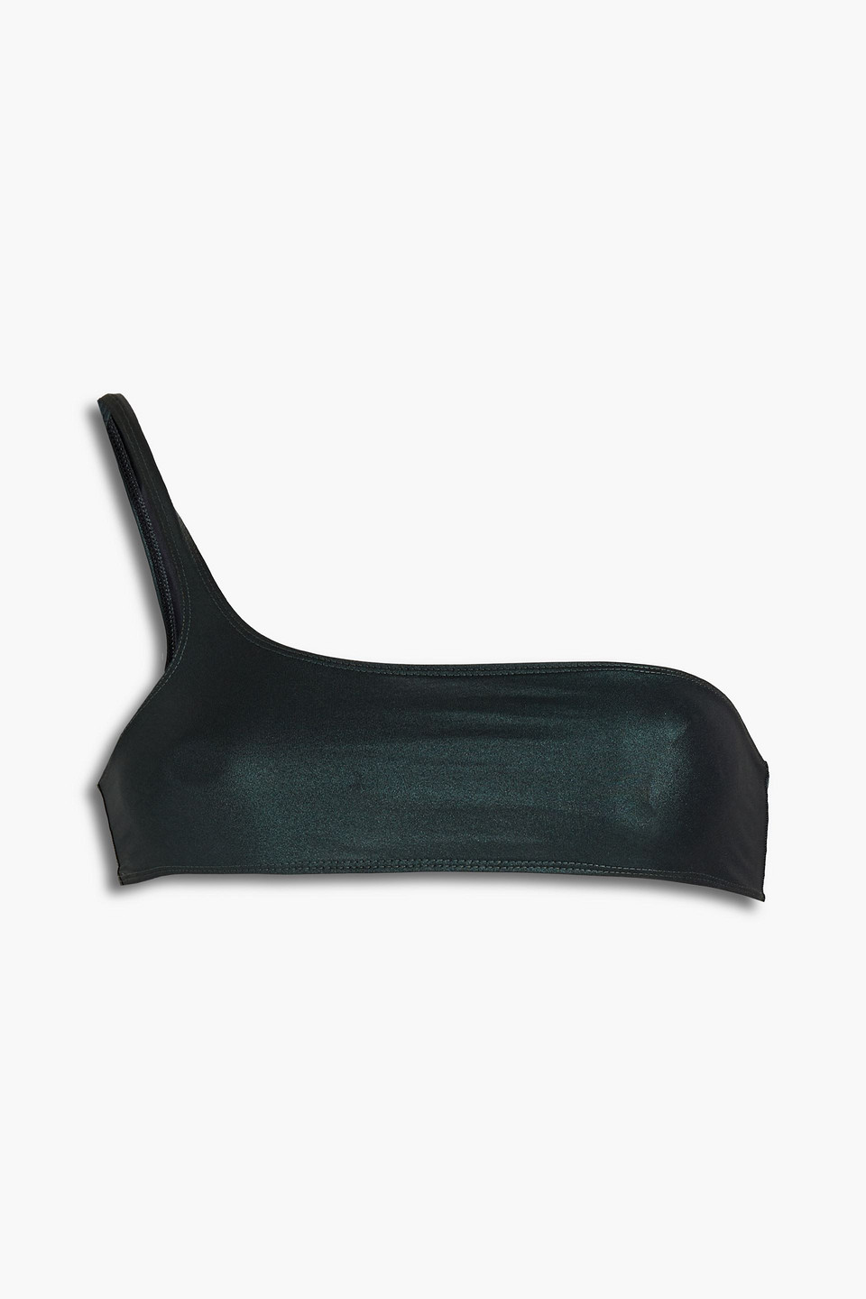 Isabel Marant Salome One-shoulder Metallic Bikini Top In Dark Green