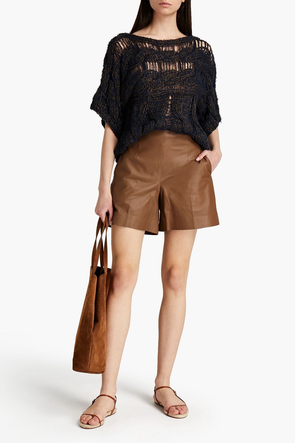 GENTRYPORTOFINO Cable-knit hemp-blend top