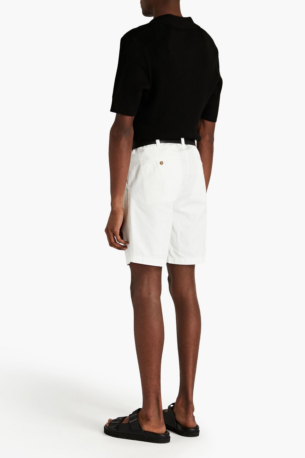 SANDRO Paolo ribbed cotton-blend jersey polo shirt